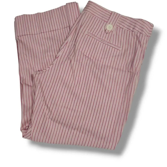 Ann Taylor loft women's pink white striped Capri pants - size 8 - Picture 4 of 11